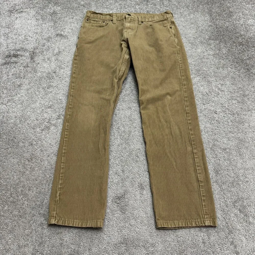 Levi's 502 Corduroy Straight Pants Mens 31 Brown Cord Tan Cotton Stretch Casual